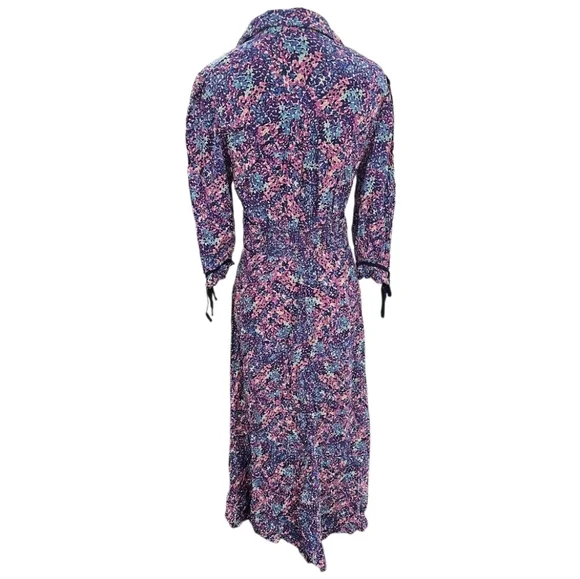 Moonsoon Print Floral Dress with Collar Purple - Picture 7 of 8